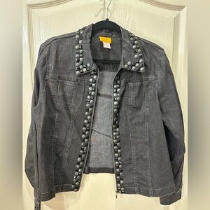 Ruby Rd. Charcoal Embellished Jean Jacket